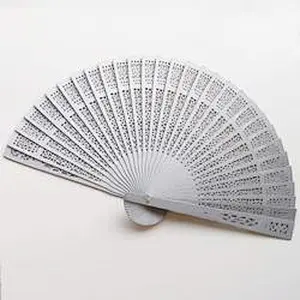 Vintage Chinese Carved Wooden Handle Folding Hand Fans Plain Custom Wooden Fan