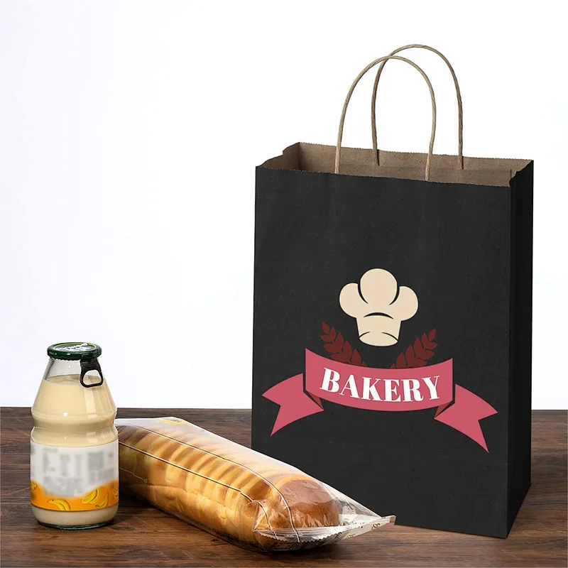 Black Gift Bags Shopping Paper Bags with Handles