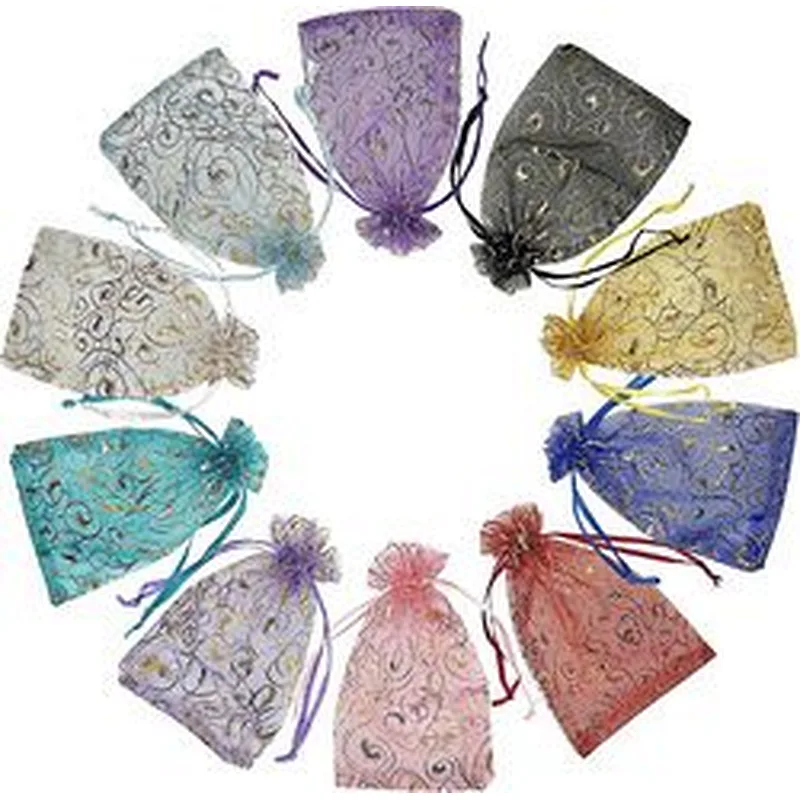 4X6 inch Custom Size Rainbow Organza Bags Jewelry Drawstring Mesh Gift Bags for Wedding Party Favor Pouches Christmas Bags