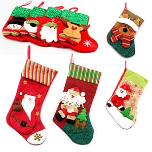 Glitter Christmas Candy Stocking Holder Christmas Decoration Supplies Xmas Sock Gift Non Woven Christmas Sock