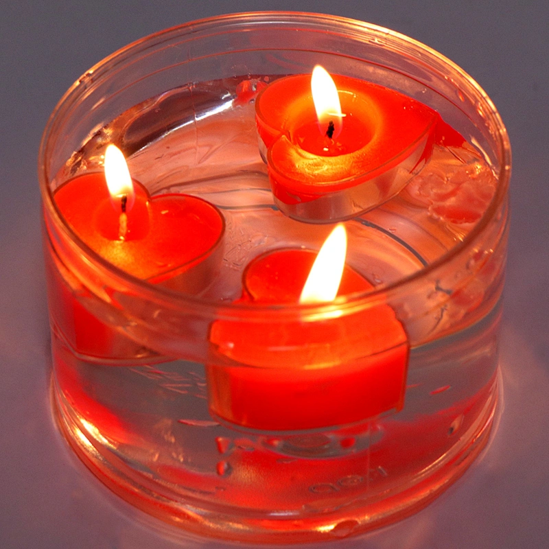 3 inch Red White Unscented Wax Discs Valentine Day 10 Hour Floating Candles for Cylinder Vases