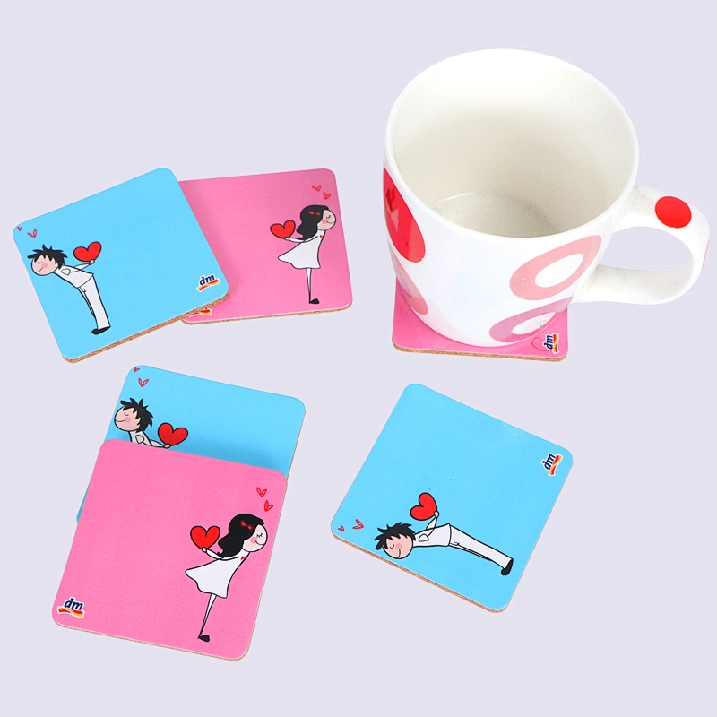 Wholesale Print Round Cork Wood Coasters Coffee & Hot Beverages Coasters With Logo for Valentine's Day