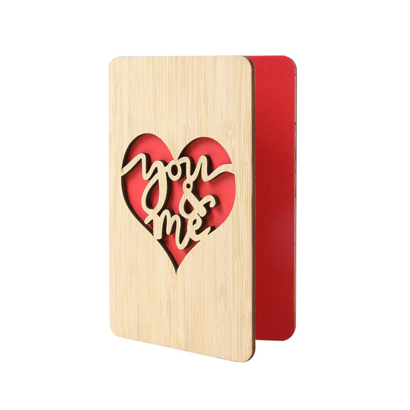 Red Heart Wooden Gifts Card Wood Wedding Anniversary Birthday Wooden Valentine Day Card for Husband Wife