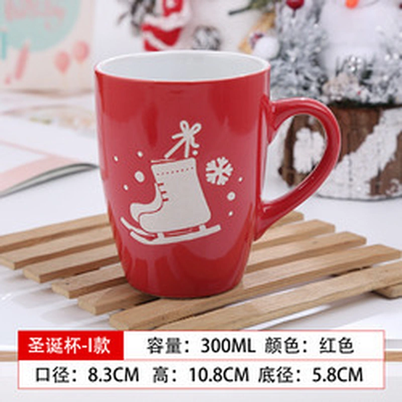 Best Sell Christmas General's Mark Cup Hand-painted Porcelain Exchange Tea Cup Creative Cute Drinking Cup Mug