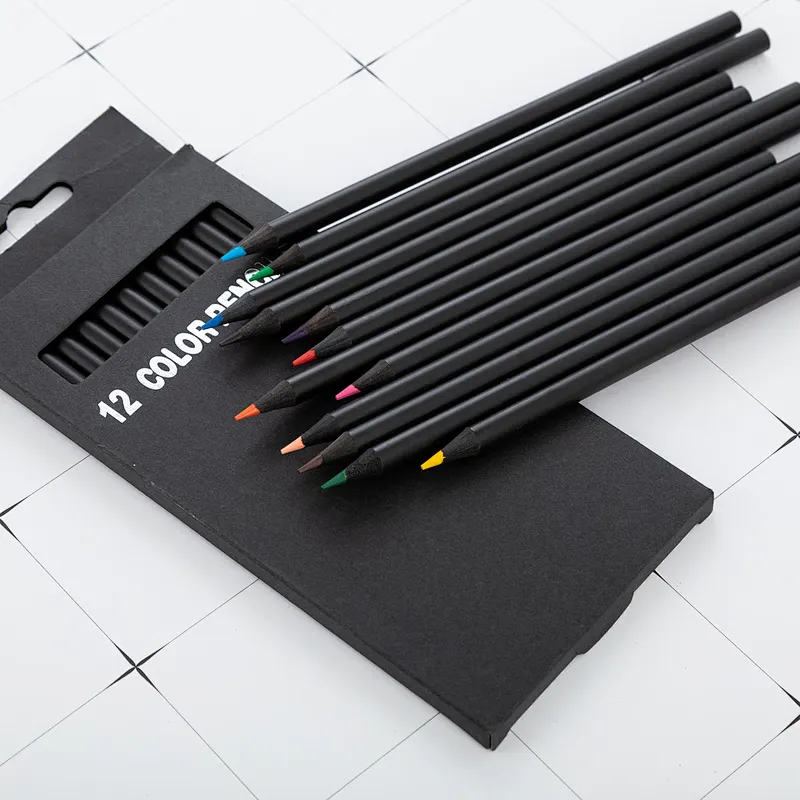 12 Colors Kids Coloring Soft Wax-based Cores Custom Oily Colored Pencils Set For Adult Books Sketching Painting Drawing