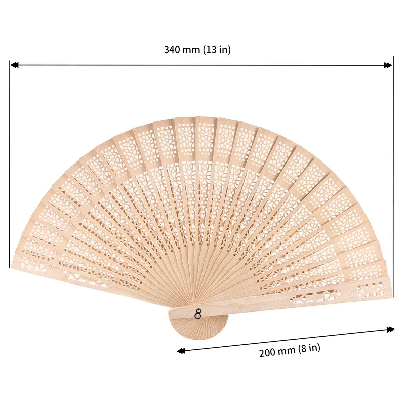 Chinese Fragrant Sandalwood Hand Fan Carved Scented Wooden Fan