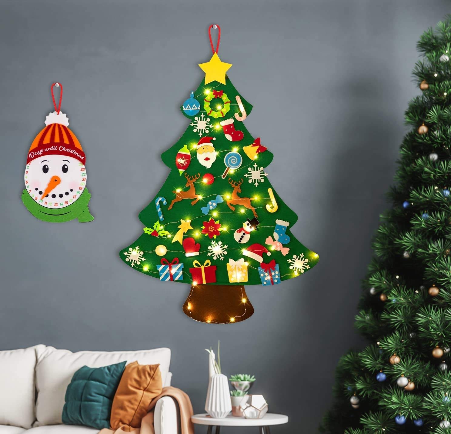 Hot Selling Products 2022 Felt Christmas Tree Diy Wall Hanging Toys Felt Indoor Home Decor Xmas Ornament Eco Friendly