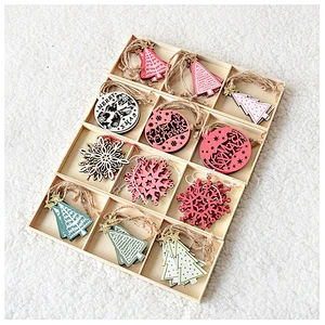 New Design Merry Christmas Tree Hanging Party Decoration Christmas Wooden Ornaments Ball Set