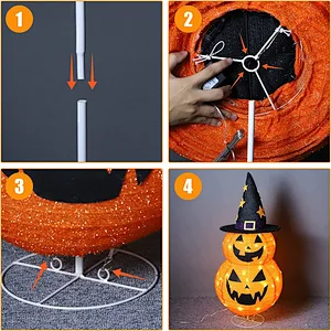 Halloween Decorations 2.6FT Pre-lit Halloween Collapsible Pumpkin Decor