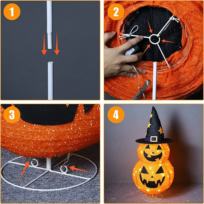 Halloween Decorations 2.6FT Pre-lit Halloween Collapsible Pumpkin Decor