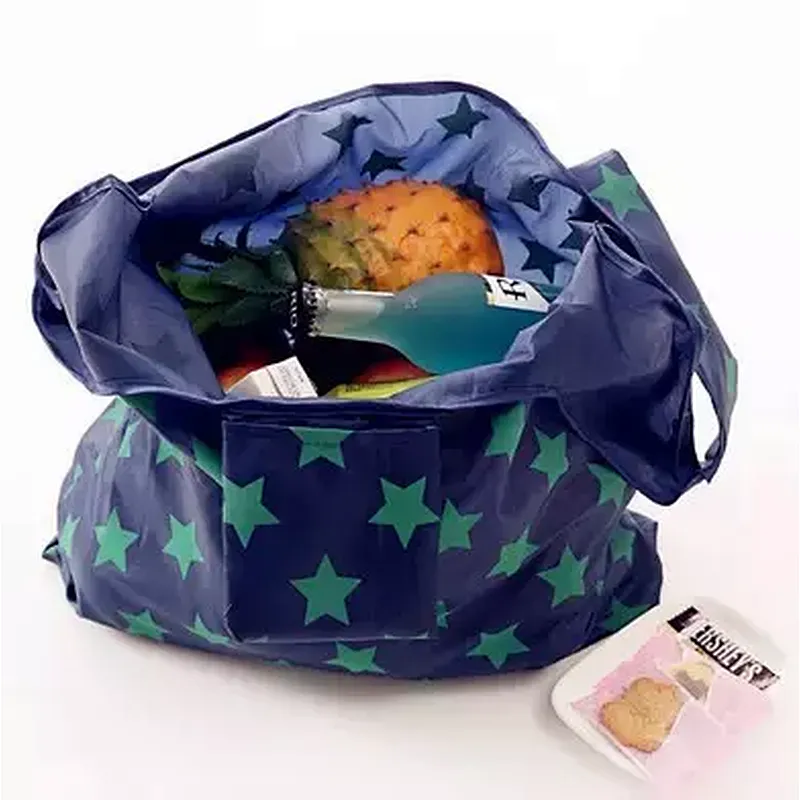 Custom Logo Grocery Eco-friendly Foldable Ripstop Carry Nylon Bags Reusable Folding Polyester Shopping Bag