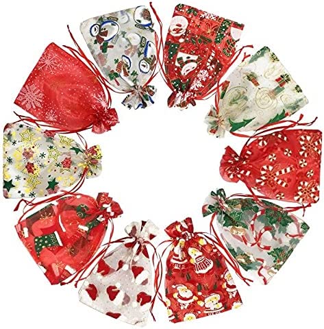 Drawstring Custom Size Rainbow Organza Bags Jewelry Drawstring Mesh Gift Bags for Wedding Party Favor Pouches Christmas Bags