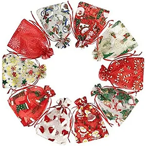 Drawstring Custom Size Rainbow Organza Bags Jewelry Drawstring Mesh Gift Bags for Wedding Party Favor Pouches Christmas Bags