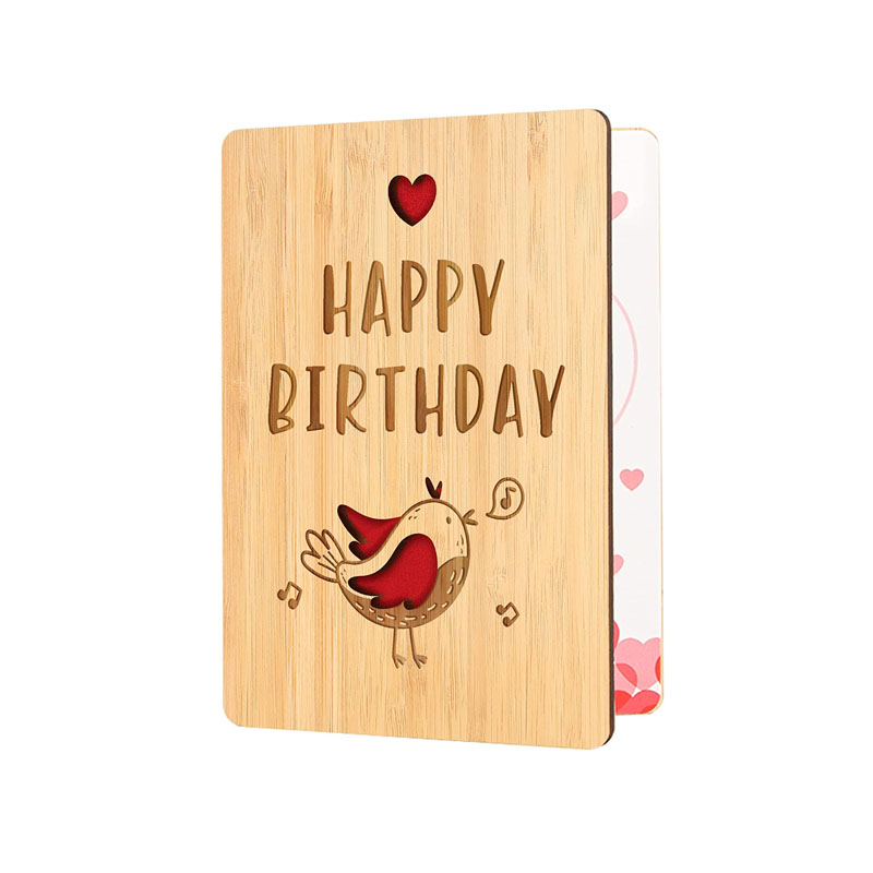 Custom Size Wooden Gifts Card Wood Wedding Anniversary Wooden Birthday Card for Girlfriend Boyfriend