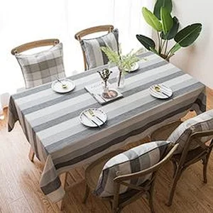 Linen Grey Rectangle Table Cloths Lattice Cotton Tablecloth for Kitchen Dining Party Holiday Christmas Buffet