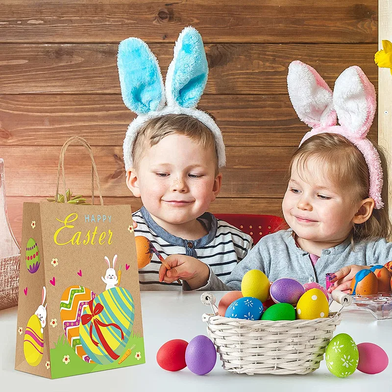 DIY Easter Kraft Paper Gift Bags with Handles Kraft Paper