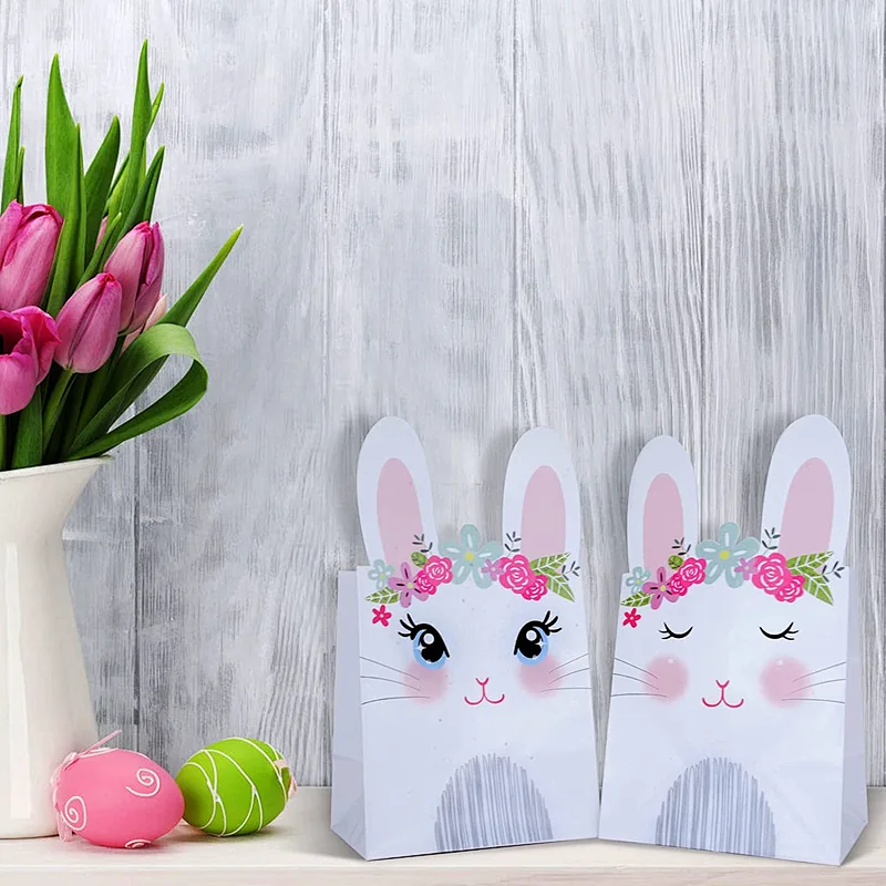 Easter Paper Bags for Kids Easter Cute Bunny Paper Treat Bags