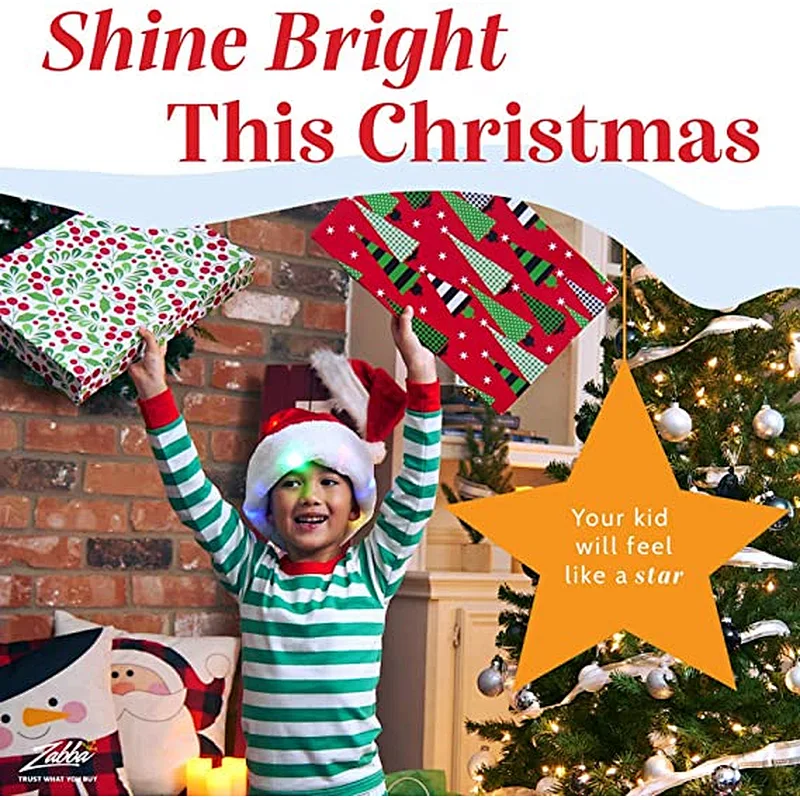 Christmas Plush Santa Hat Led Light Up Funny Christmas Hats for adults with Lights