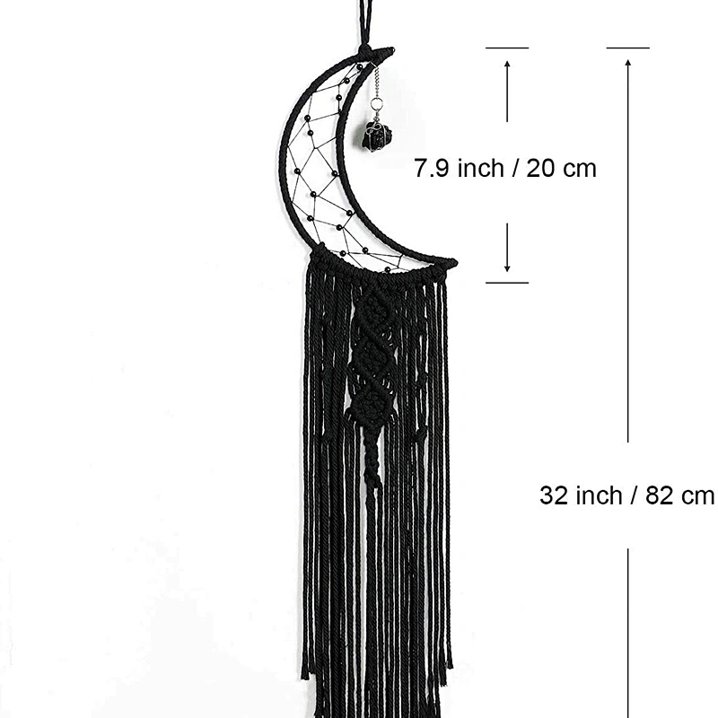 Easter Dream Catcher Black Boho Decor with Crystal Stone Moon Dream Catchers for Bedroom Bohemian Home Decor Dream Catcher
