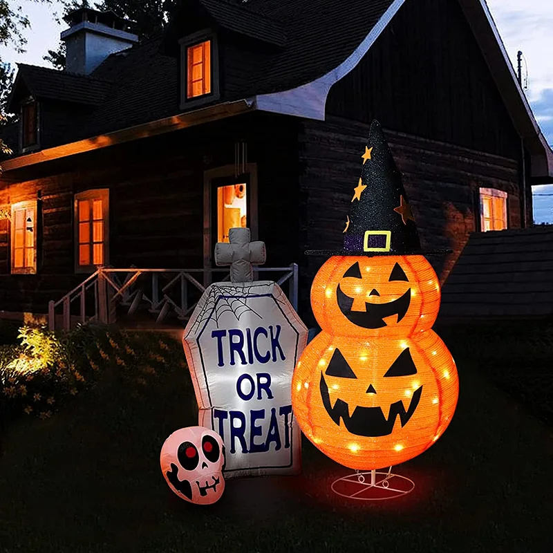Halloween 2.6FT Pre-lit Halloween Collapsible Pumpkin Decorations