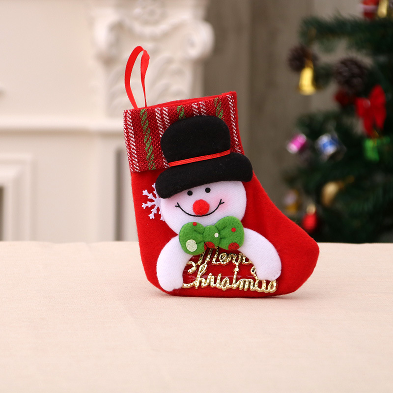 2023 Kids Gift Christmas Stocking Felt Solid Xmas Socks Tree Hanging Ornaments Holiday Candy Bags Fabric Xmas Gift Socks