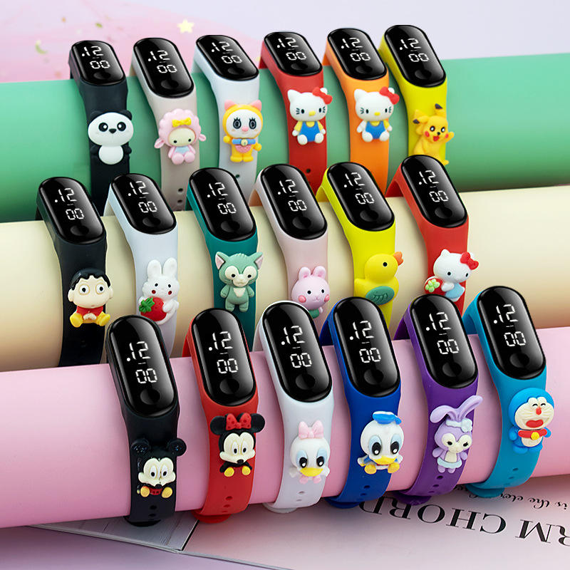 Silicone Rainbow Watch With Led Junior High School Student Electronic Watch Multi-color Touch Screen Kids Watch Bracelet