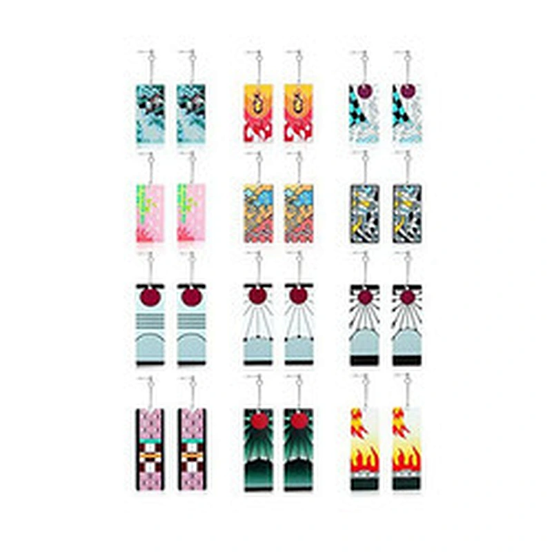 Custom 12 Pairs Women Tanjiro Earrings Anime Earrings Cosplay Fashion Acrylic Alloy Resin Demon Slayer Earring