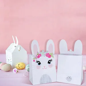 Easter Paper Bags for Kids Easter Cute Bunny Paper Treat Bags
