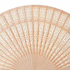 Personalized Chinese Carved Folding Fragrance Wood Hand Fan Wedding Fan
