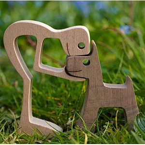 Wooden Pet Carvings Wood Sculpture Tabletop Ornaments Decor