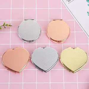 Portable Round Folded Compact Mirrors Rose Gold Silver Pocket Mirror Making Up For Personalized Gift