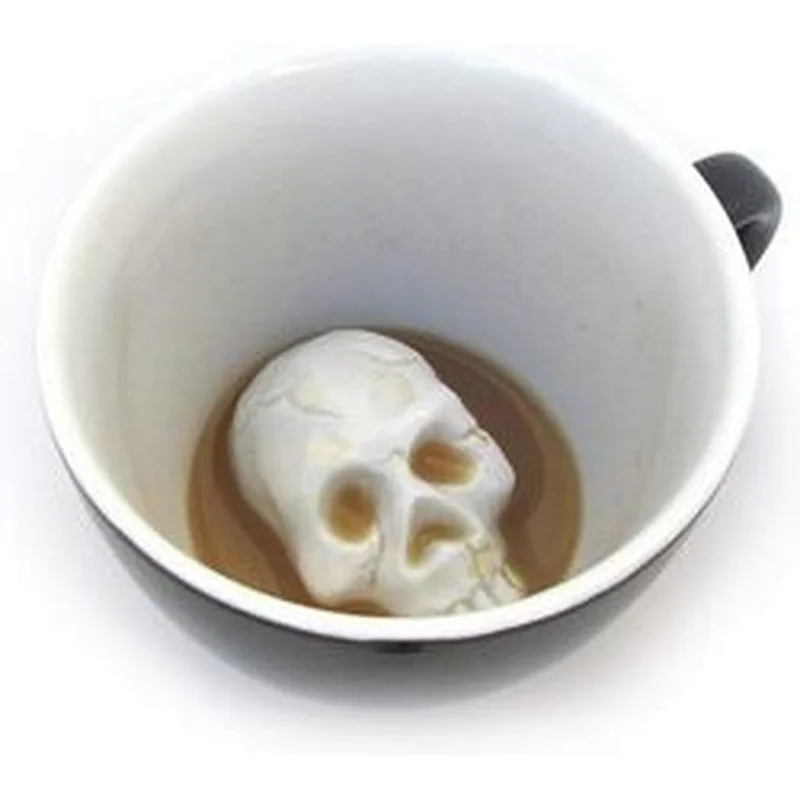 Halloween Skull Ceramic Hidden Creature Inside Mug Cup