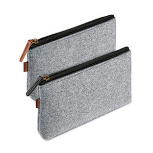 2023 Blue Custom Color Size Logo Felt Students Stationery Pouch Felt Zipper Bag for Pens