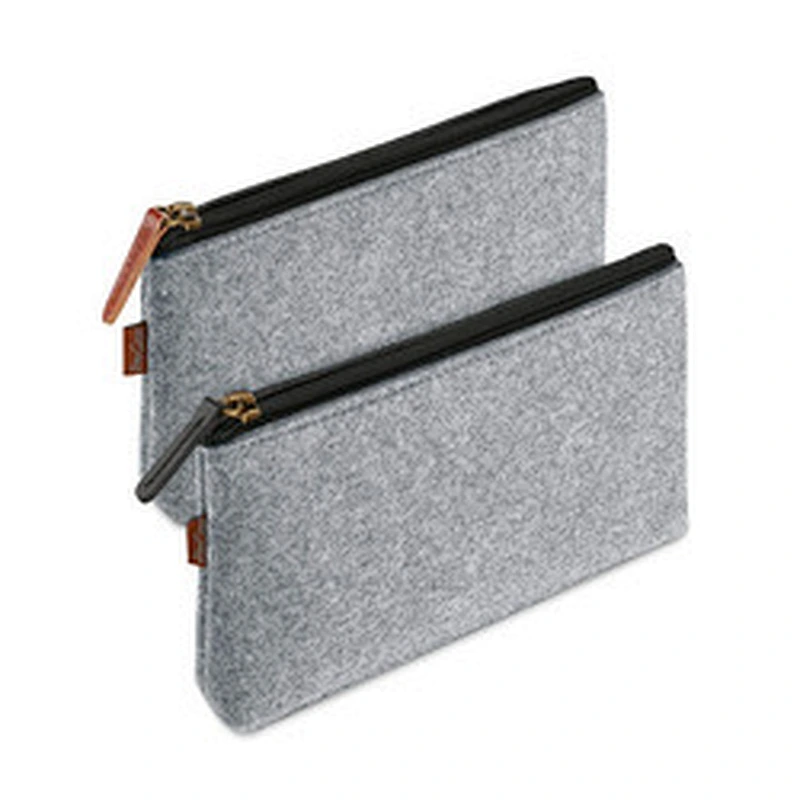 2023 Blue Custom Color Size Logo Felt Students Stationery Pouch Felt Zipper Bag for Pens