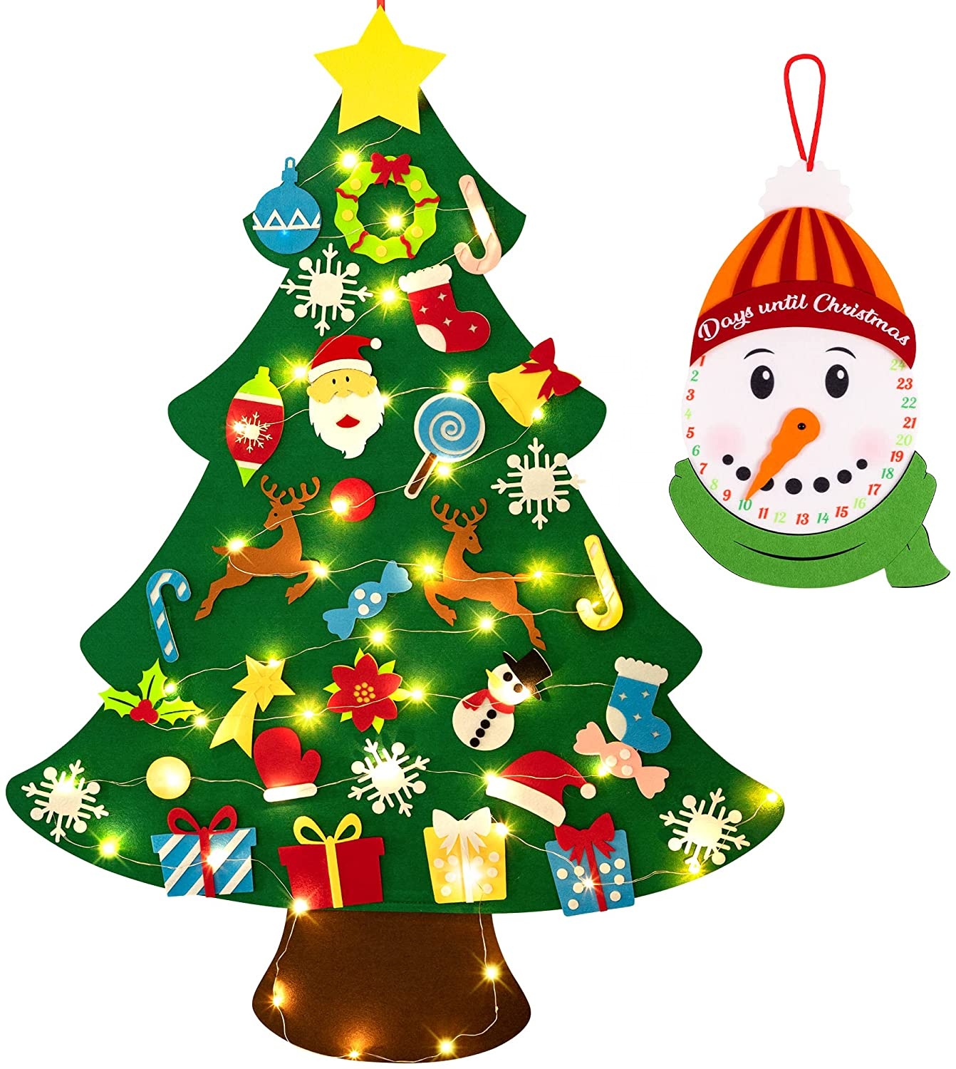 2022 Felt Christmas Decoration 30pcs Ornaments Felt Xmas Tree Set Kids Diy Felt Christmas Tree