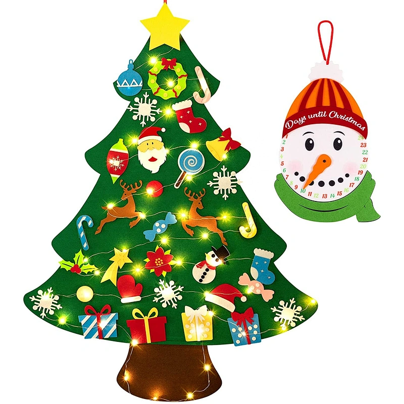 2022 Felt Christmas Decoration 30pcs Ornaments Felt Xmas Tree Set Kids Diy Felt Christmas Tree