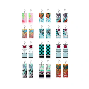 2023 12 Pairs Women Tanjiro Earrings Anime Demon Slayer Earrings Cosplay Acrylic Alloy Resin Earring