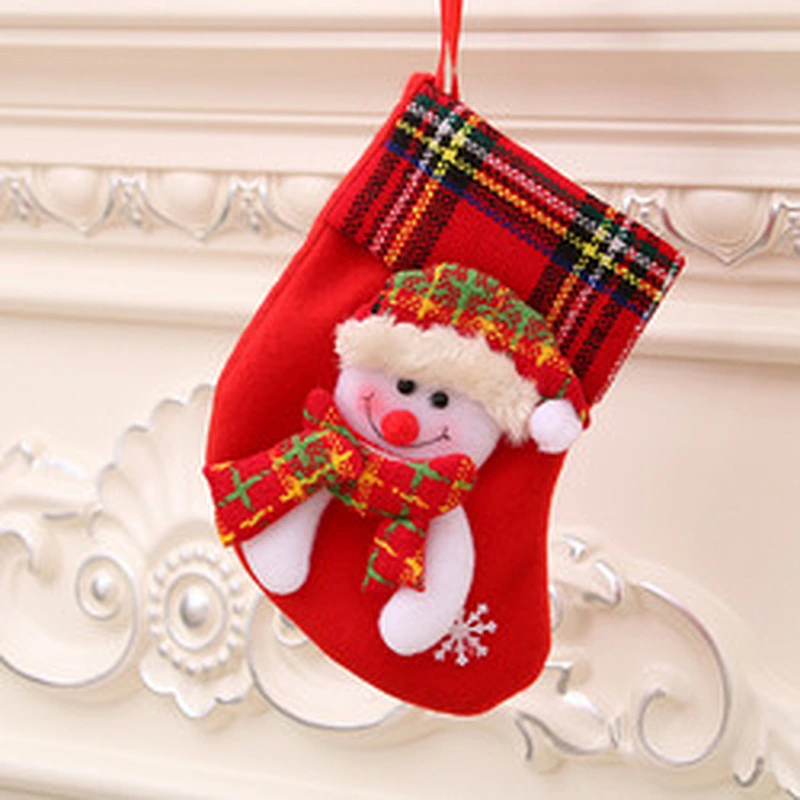 2023 Kids Gift Christmas Stocking Felt Solid Xmas Socks Tree Hanging Ornaments Holiday Candy Bags Fabric Xmas Gift Socks