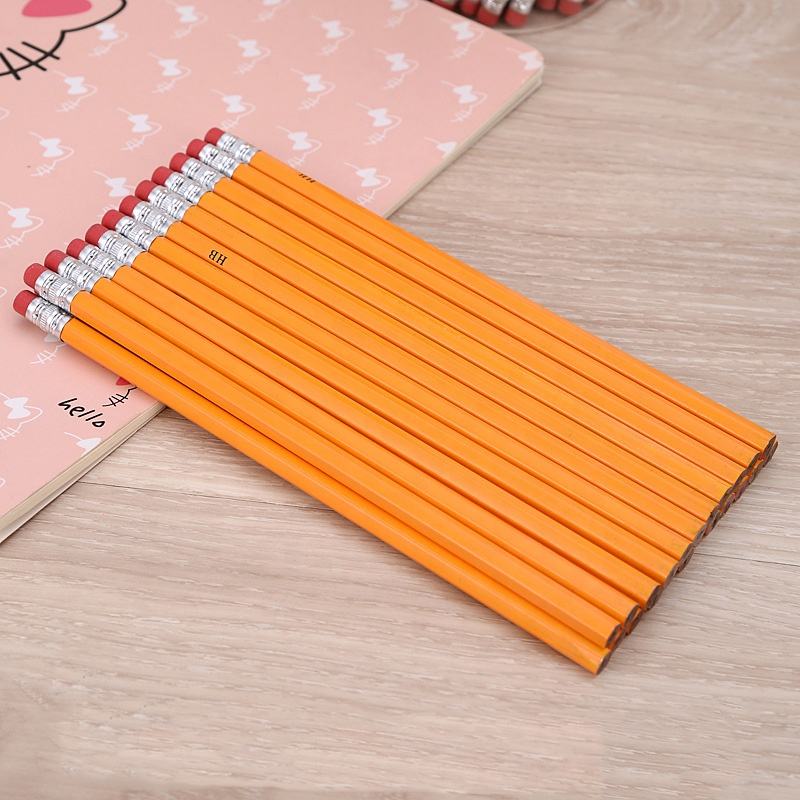 Wholesale Back To School Cheap Price Custom Wood Gift Pencil 7 Inch Hb 2b 2h Lead Hexagonal Round Triangle Pencil With Eraser