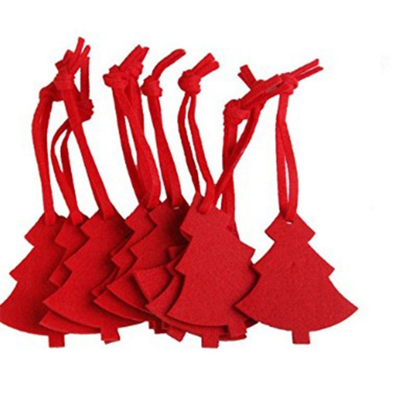2023 Red Felt Cloth Christmas Tree Ornament Hanging Pendants With Rope For Diy Xmas Tree Decorate Hotel Party Home Ornaments