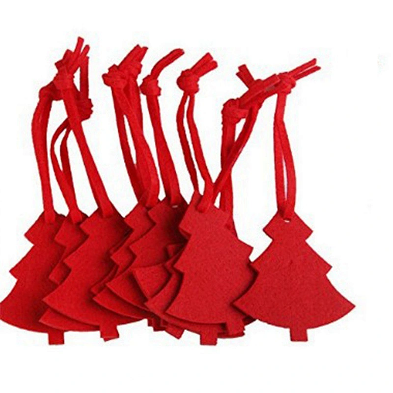 2023 Red Felt Cloth Christmas Tree Ornament Hanging Pendants With Rope For Diy Xmas Tree Decorate Hotel Party Home Ornaments
