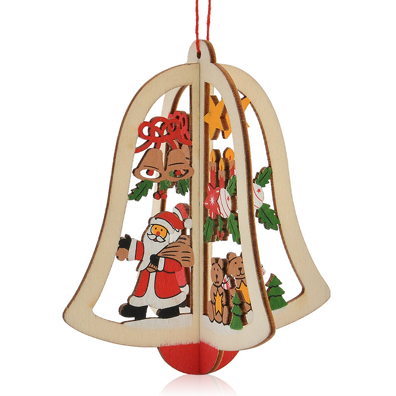 New Arrival Laser Cut 2d 3d Ornament Wooden Hanging Pendant Christmas Tree Decoration
