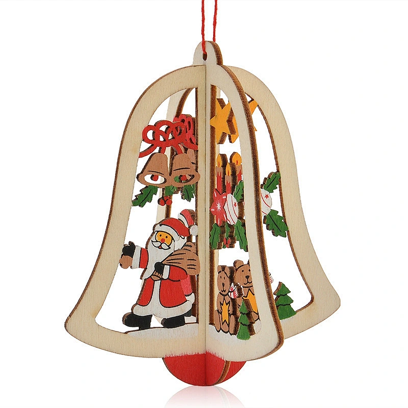 New Arrival Laser Cut 2d 3d Ornament Wooden Hanging Pendant Christmas Tree Decoration