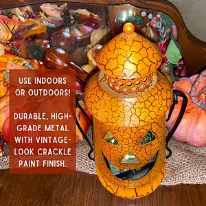 Halloween Pumpkin Rustic Lantern Halloween Lights with Handle