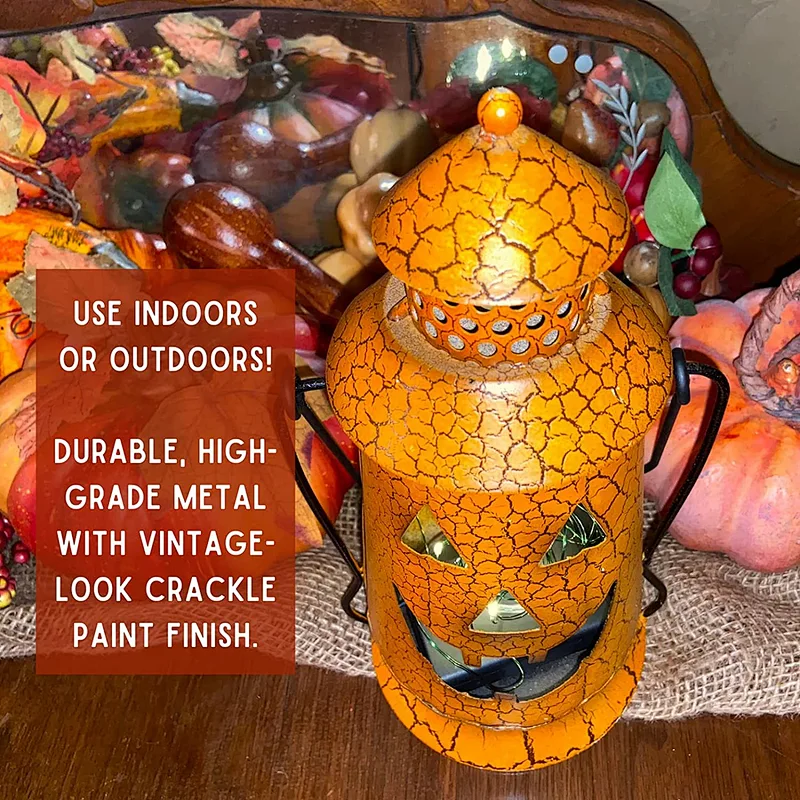 Halloween Pumpkin Rustic Lantern Halloween Lights with Handle