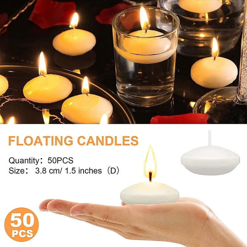 50 Pieces 1.5 Inch Unscented Valentine's Day Floating Candles