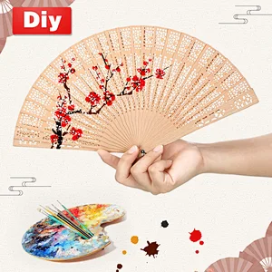 Chinese Fragrant Sandalwood Hand Fan Carved Scented Wooden Fan