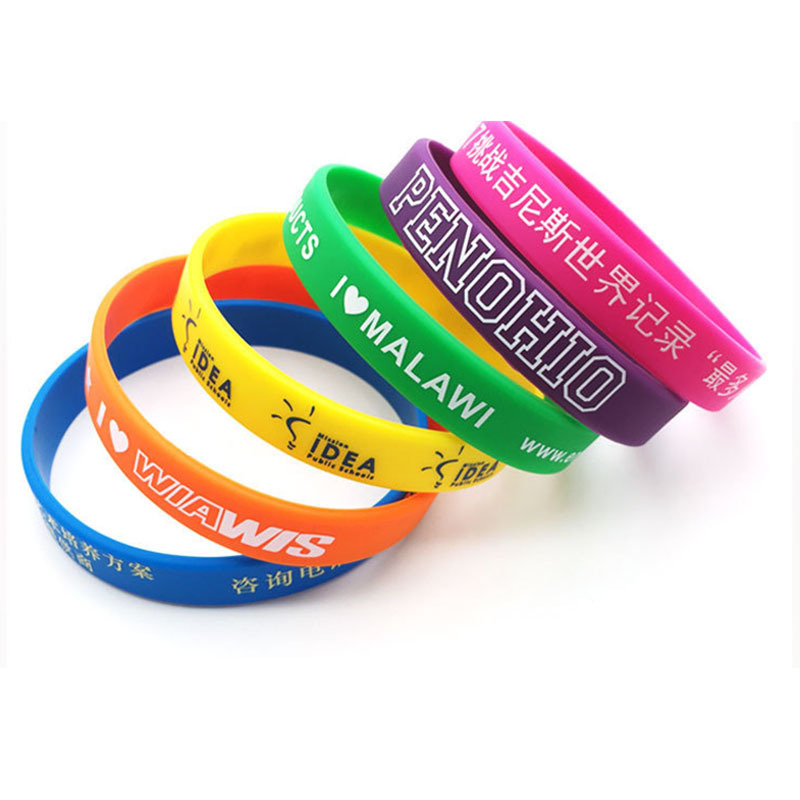 New Product High Quality Fashion Custom Print Deboss Emboss Wristbands Custom Silicon Bracelet Silicone Baller Custom Band