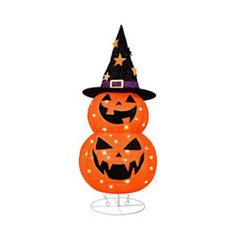 Halloween 2.6FT Pre-lit Halloween Collapsible Pumpkin Decorations
