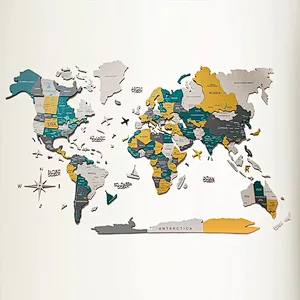 Custom LOGO Wall Art Decor S M L Prime Country  3D Wood World Map